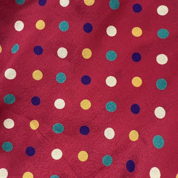 VTG Jean Halm Women's 14 Red Polka Dot 100% Silk Blouse Neck Tie Velvet Accents - Picture 13 of 16